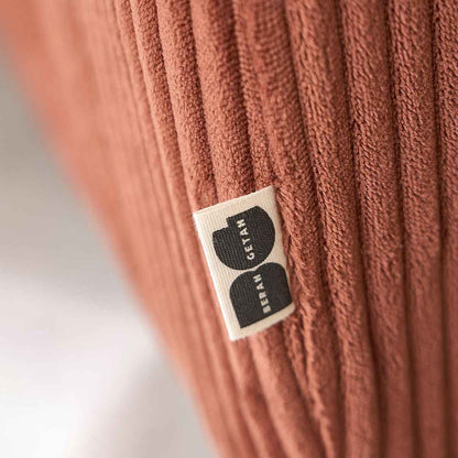 Canapé droit 4 places en velours côtelé terracotta