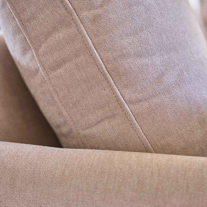 Canapé droit 3 places en bois massif et velours beige chiné