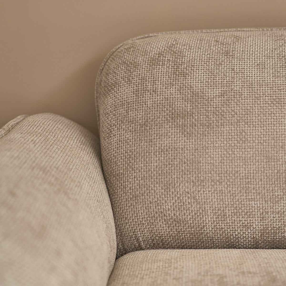 Canapé droit 3 places en velours tressé beige