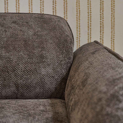 Canapé droit 3 places en bois massif et tissu velours tressé moka