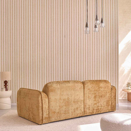 Canapé droit 3 places en velours texturé ocre