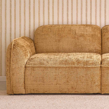 Canapé droit 3 places en velours texturé ocre