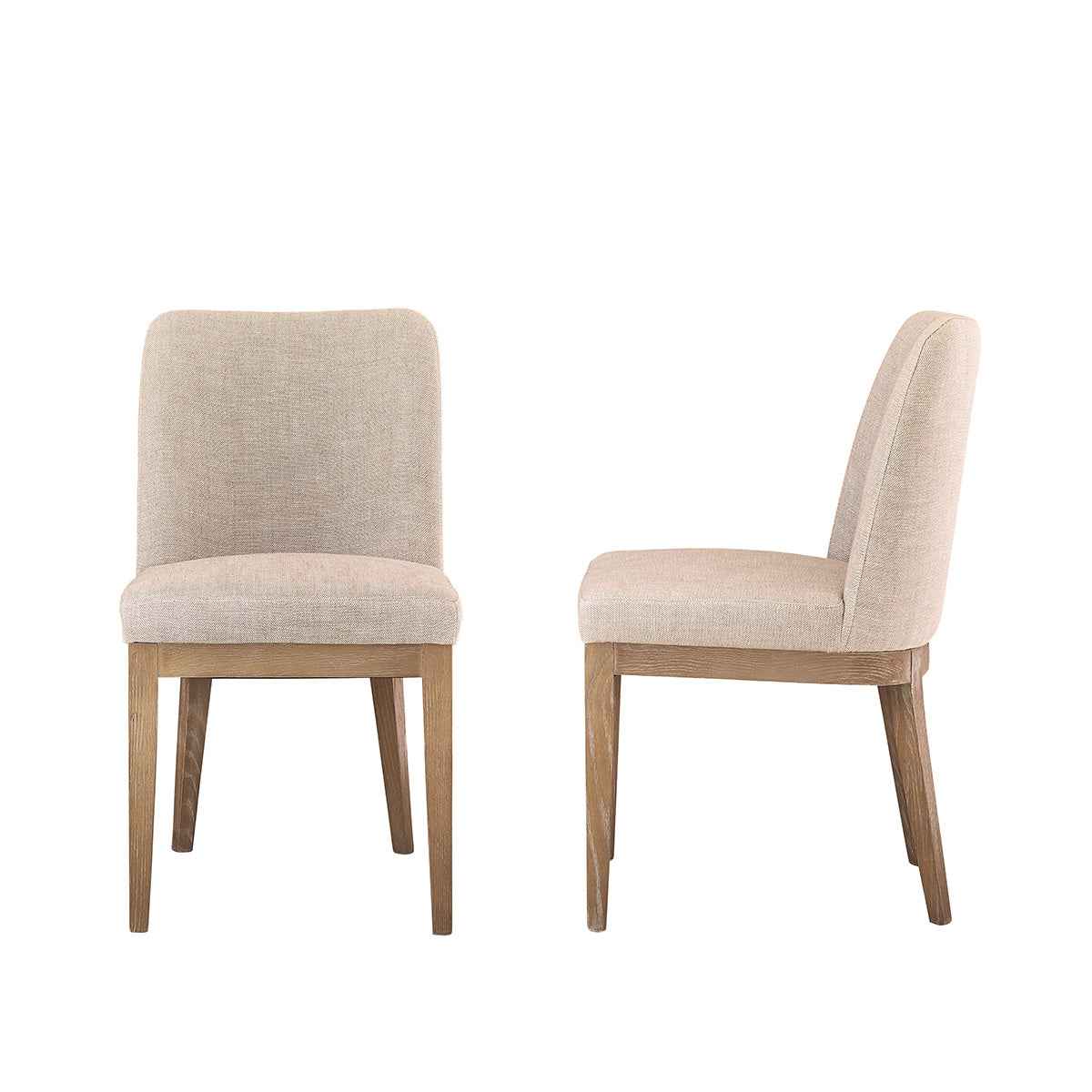 Lot de 2 chaises en chêne massif et tissu lin