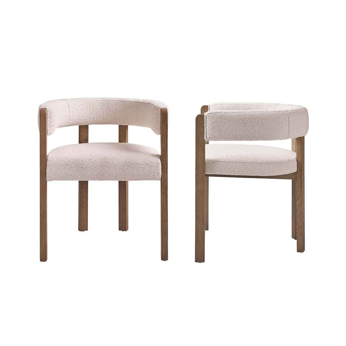 Lot de 2 chaises en chêne et tissu bouclette
