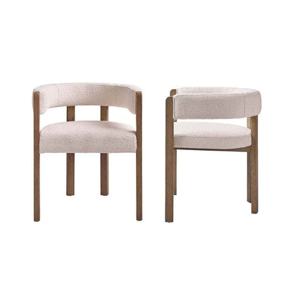 Lot de 2 chaises en chêne et tissu bouclette