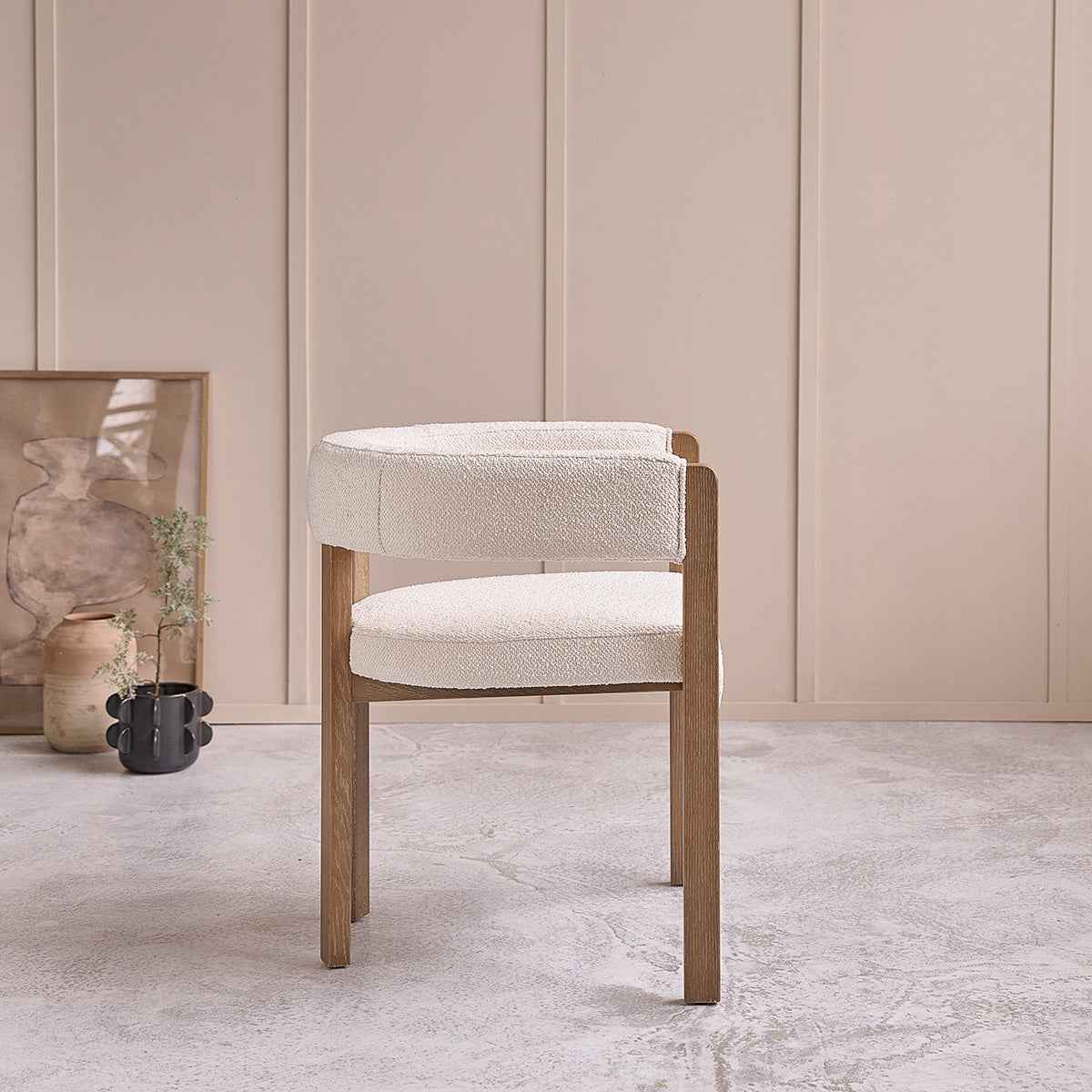 Lot de 2 chaises en chêne et tissu bouclette