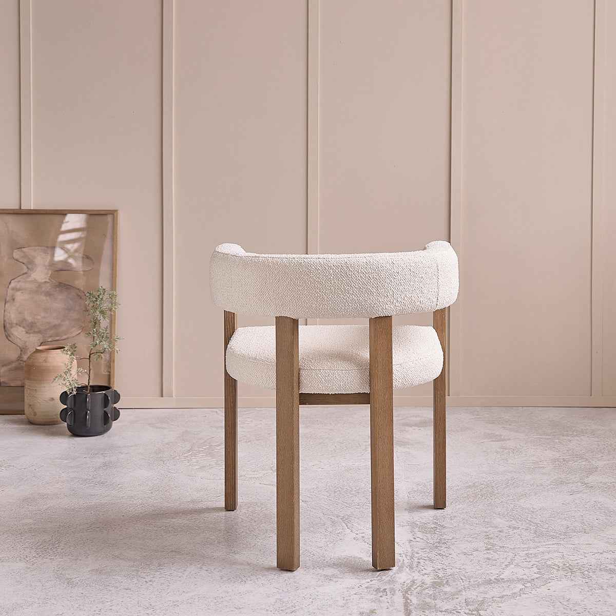 Lot de 2 chaises en chêne et tissu bouclette