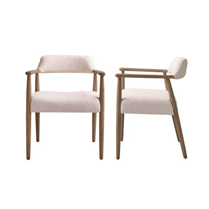 Lot de 2 chaises en chêne massif et tissu bouclette