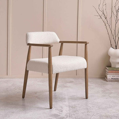 Lot de 2 chaises en chêne massif et tissu bouclette