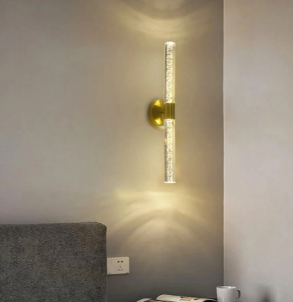 Applique murale en verre craquelé et motif laiton