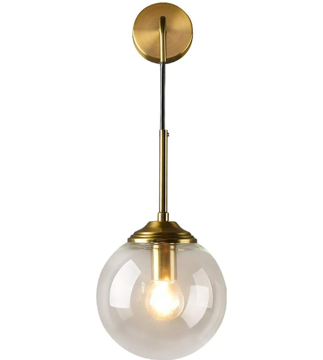 Applique murale pendue à globe champagne