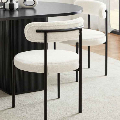 Chaise en Bouclette et Métal - Lemiroir.ma