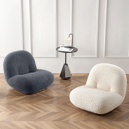 Area Bouclette – Chaise Longue Moderne en Tissu Bouclette et Bois - Lemiroir.ma