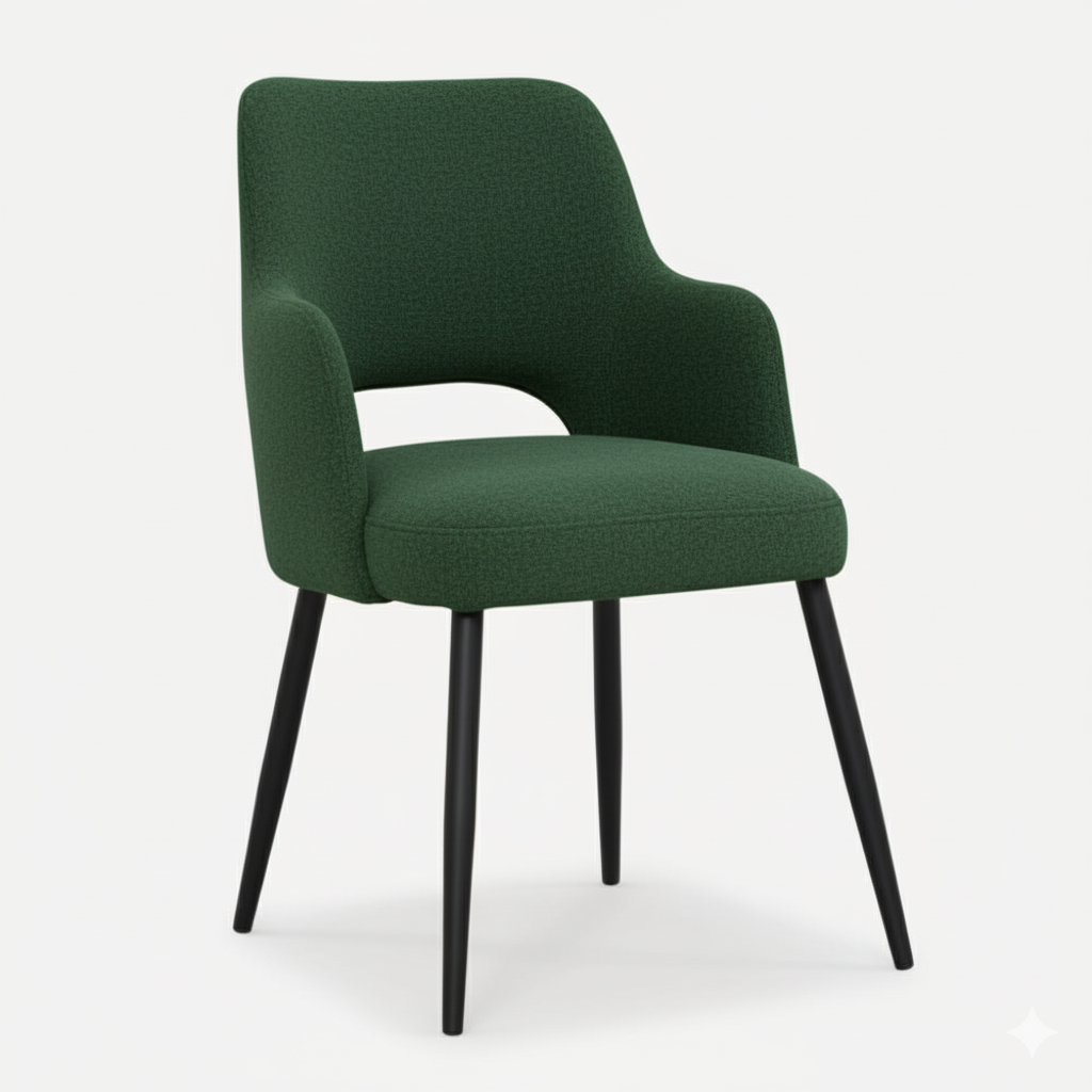 Chaise moderne en velours antitache avec structure en métal noir