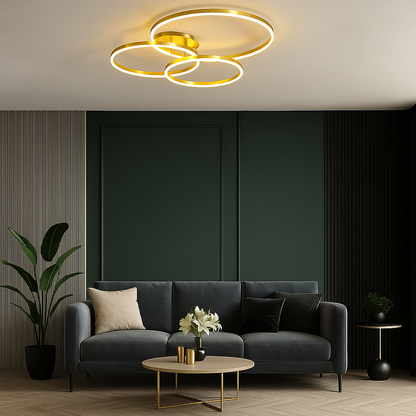 Plafonnier Ring moderne en Acrylique doré