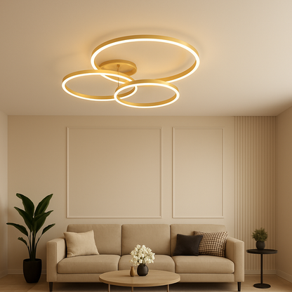 Plafonnier Ring moderne en Acrylique doré