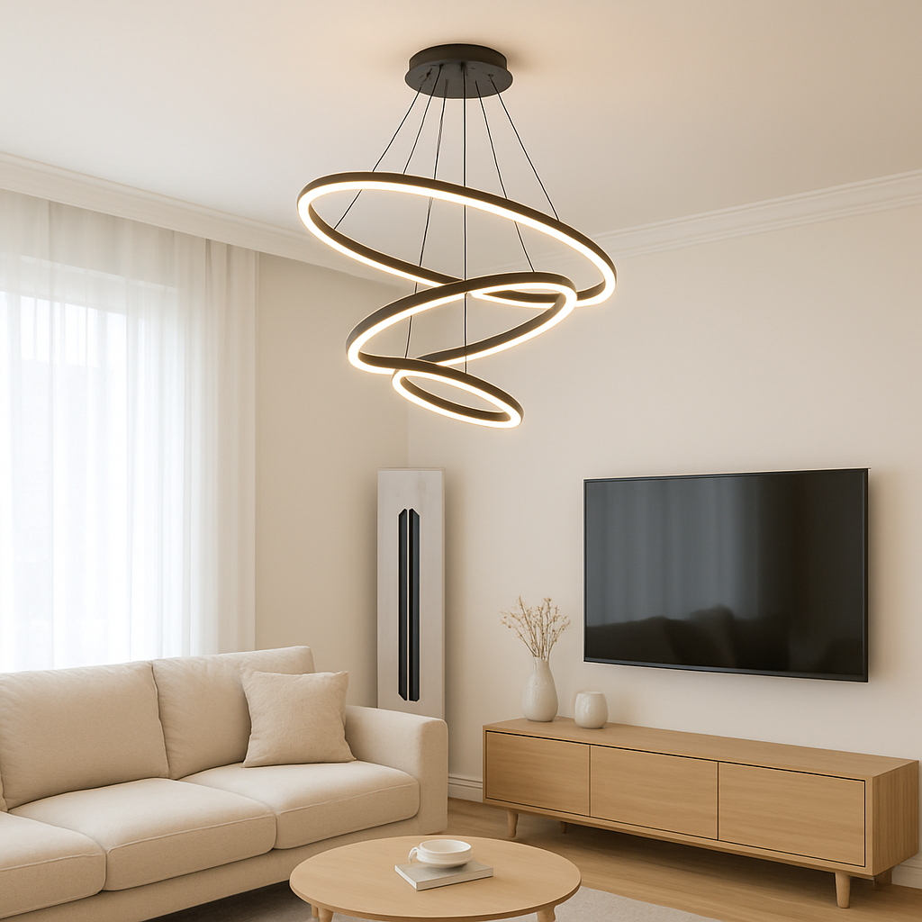 Lustre Royal 3 cercles en Acrylique noir