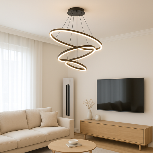 Lustre Royal 3 cercles en Acrylique noir