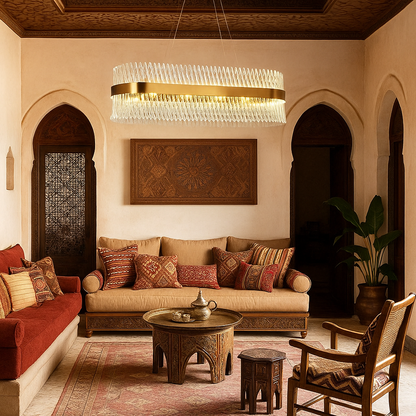 Lustre Ovale en verre cristallin au design moderne contemporain