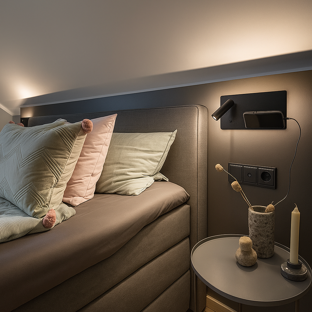 Lampe de chevet & Liseuse avec chargeur USB & induction