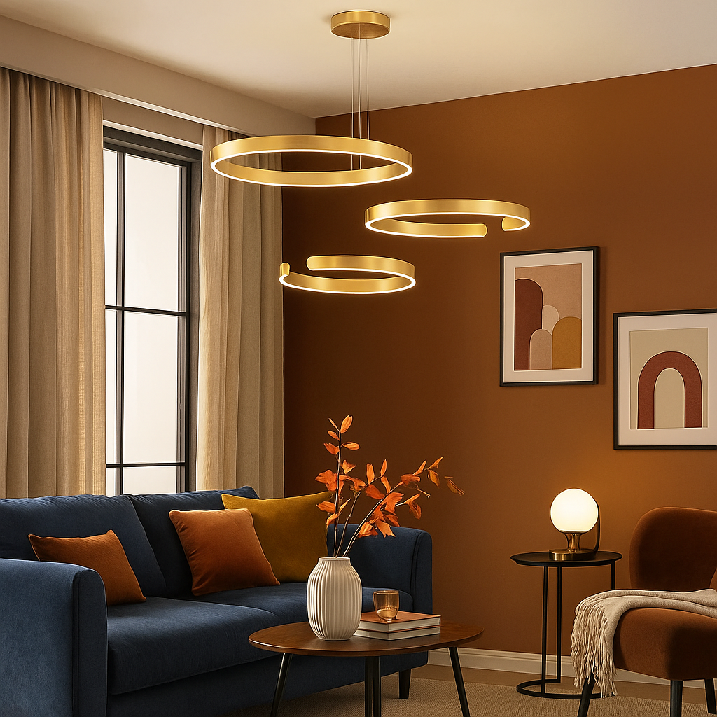 Lustre Anneaux Laiton en doré au design moderne