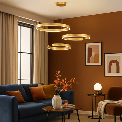 Lustre Anneaux Laiton en doré au design moderne