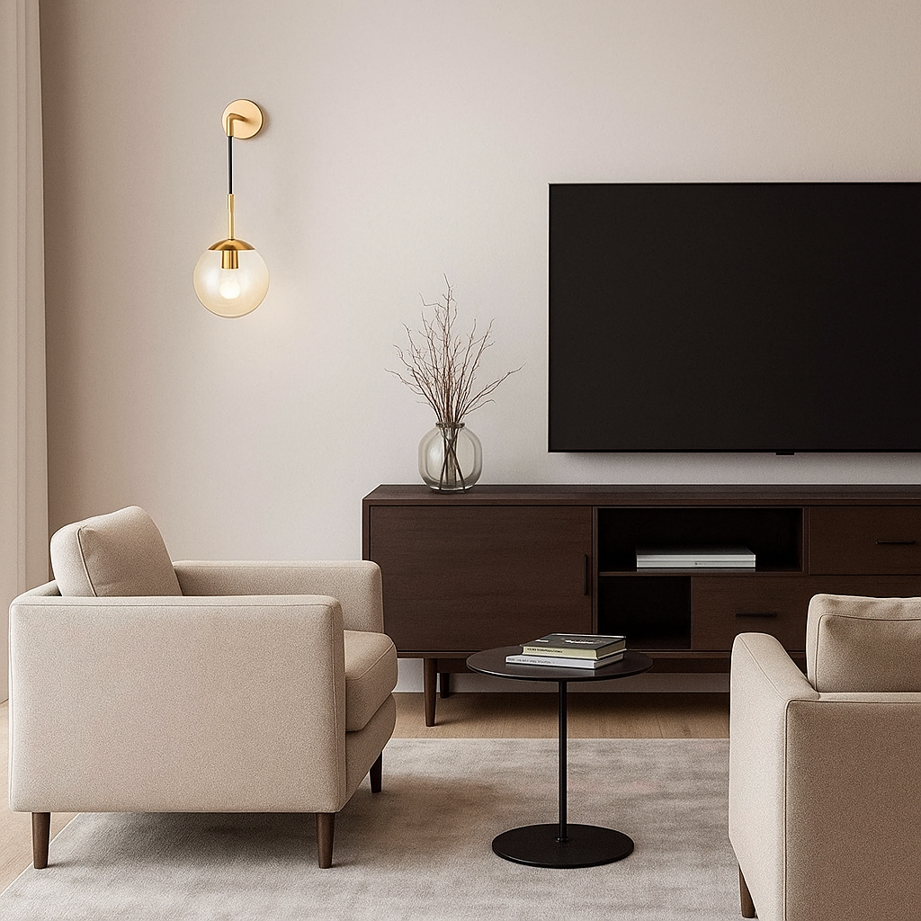 Applique murale pendue à globe champagne