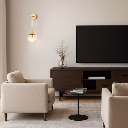 Applique murale pendue à globe champagne