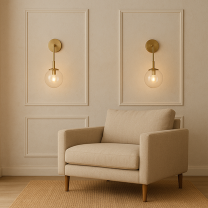 Applique murale pendue à globe champagne