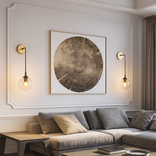 Applique murale pendue à globe champagne