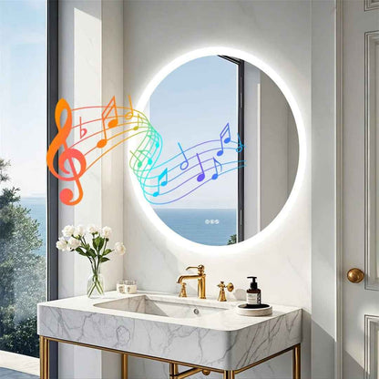 Miroir Salle de Bain Rond LED (80cm) avec Bluetooth et Fonction Anti-Buée
