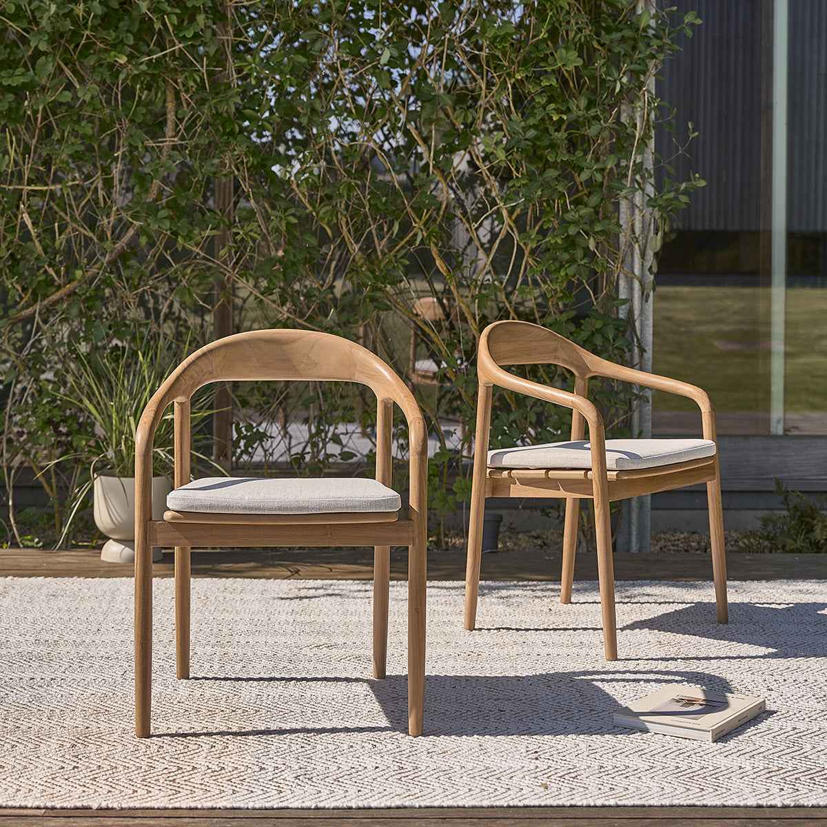 Fauteuil de jardin en teck massif (lot de 2)