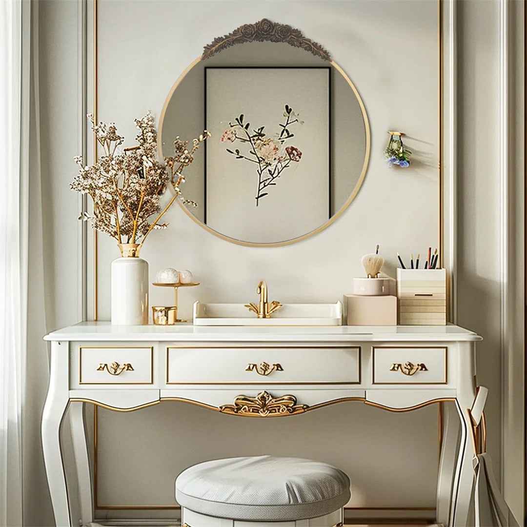 Grand miroir rond 80cm diamètre fixation murale solide dos MDF