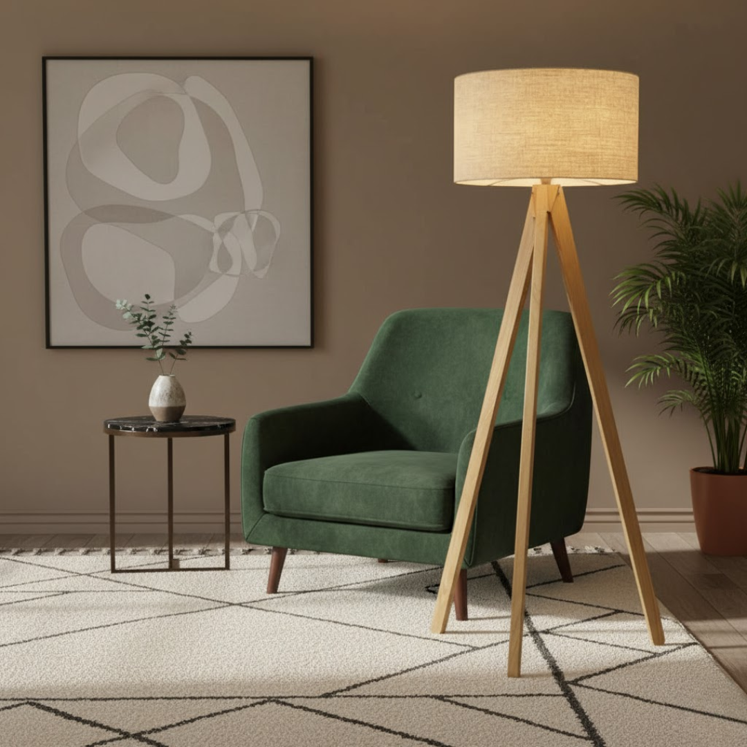 Lampadaire 'Nordic' en Bois Naturel - Lemiroir.ma