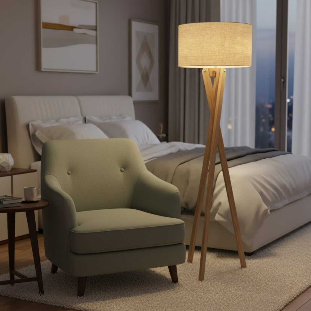 Lampadaire 'Nordic' en Bois Naturel - The Miroir