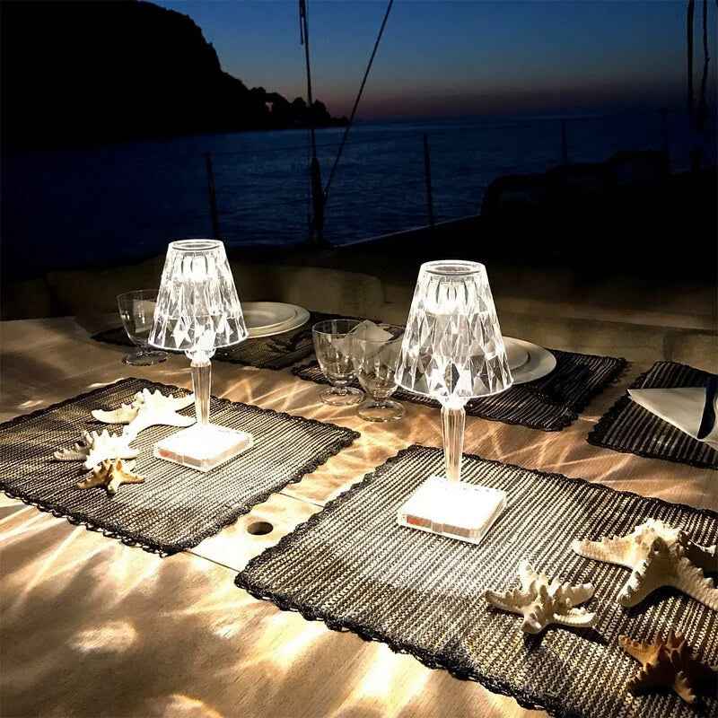 Lampe de table à effet cristal