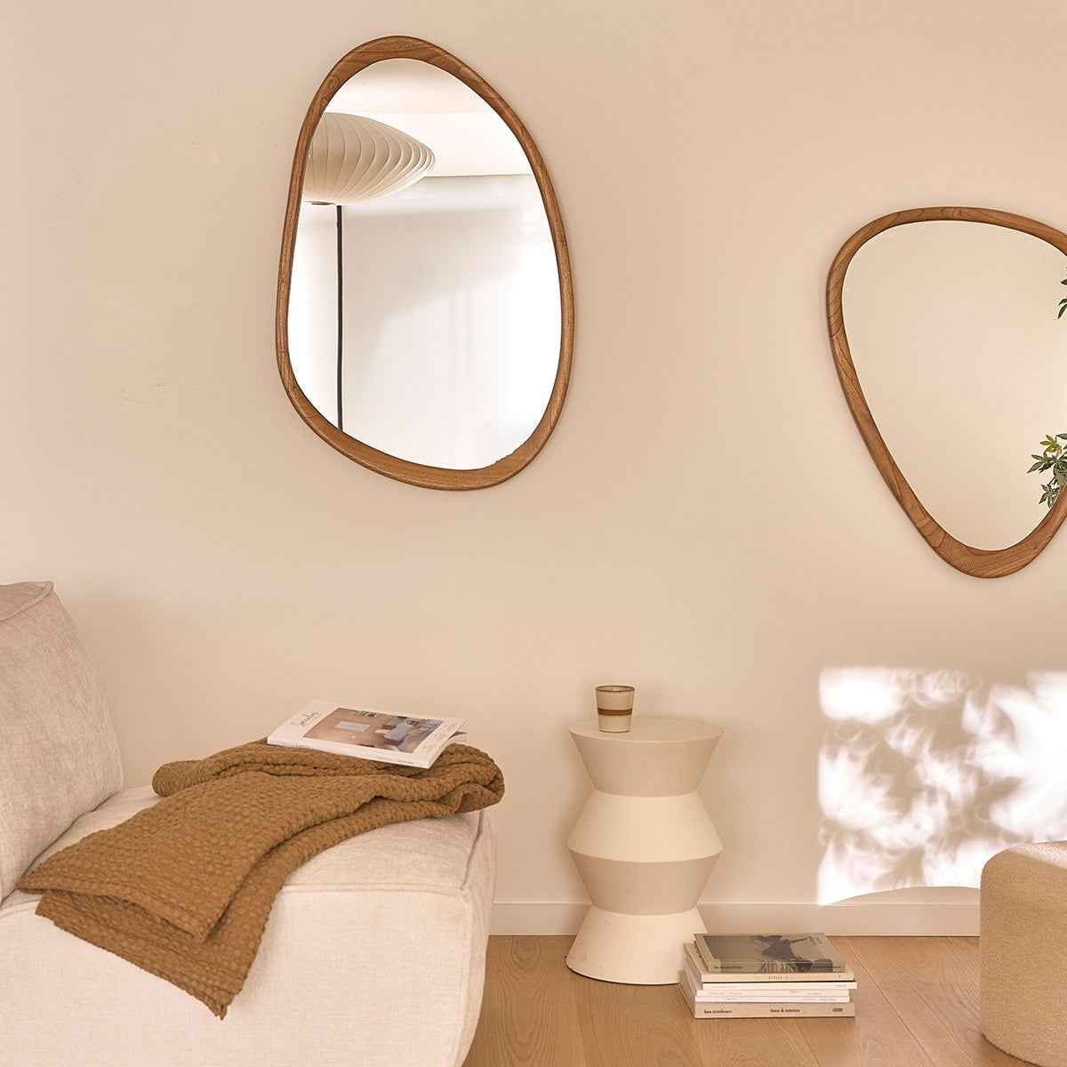Miroir  de décoration en mindi BOIS massif 90 cm