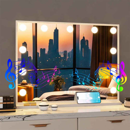 Grand Miroir Maquillage Hollywood Lumineux (81x63cm) - RGB, Bluetooth & USB