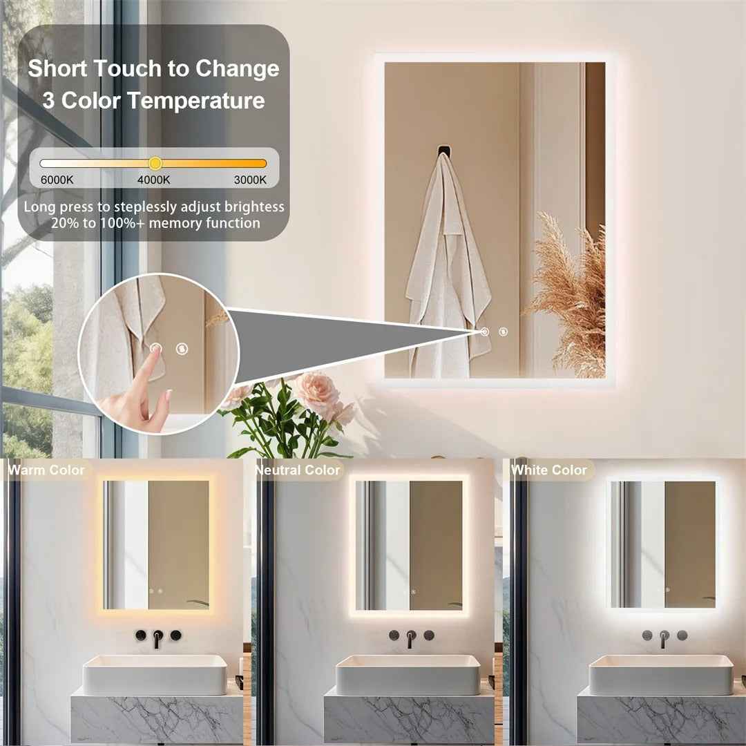 Miroir de Salle de Bain LED Rétroéclairé Moderne avec Anti-Buée et Contrôle Tactile