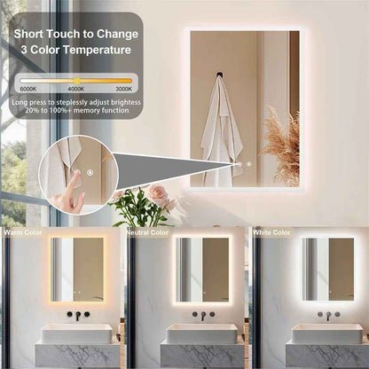 Miroir de Salle de Bain LED Rétroéclairé Moderne avec Anti-Buée et Contrôle Tactile