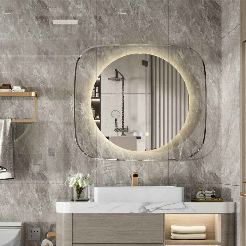 Miroir Salle de Bain LED Rétroéclairé Design (80x70cm) - Miroir Rond 60cm