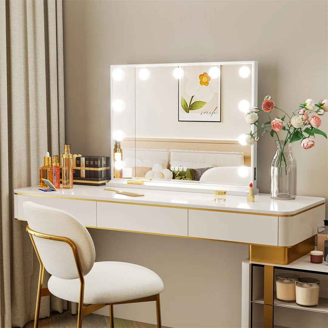 Grand Miroir Maquillage Hollywood Lumineux (81x63cm) - RGB, Bluetooth & USB