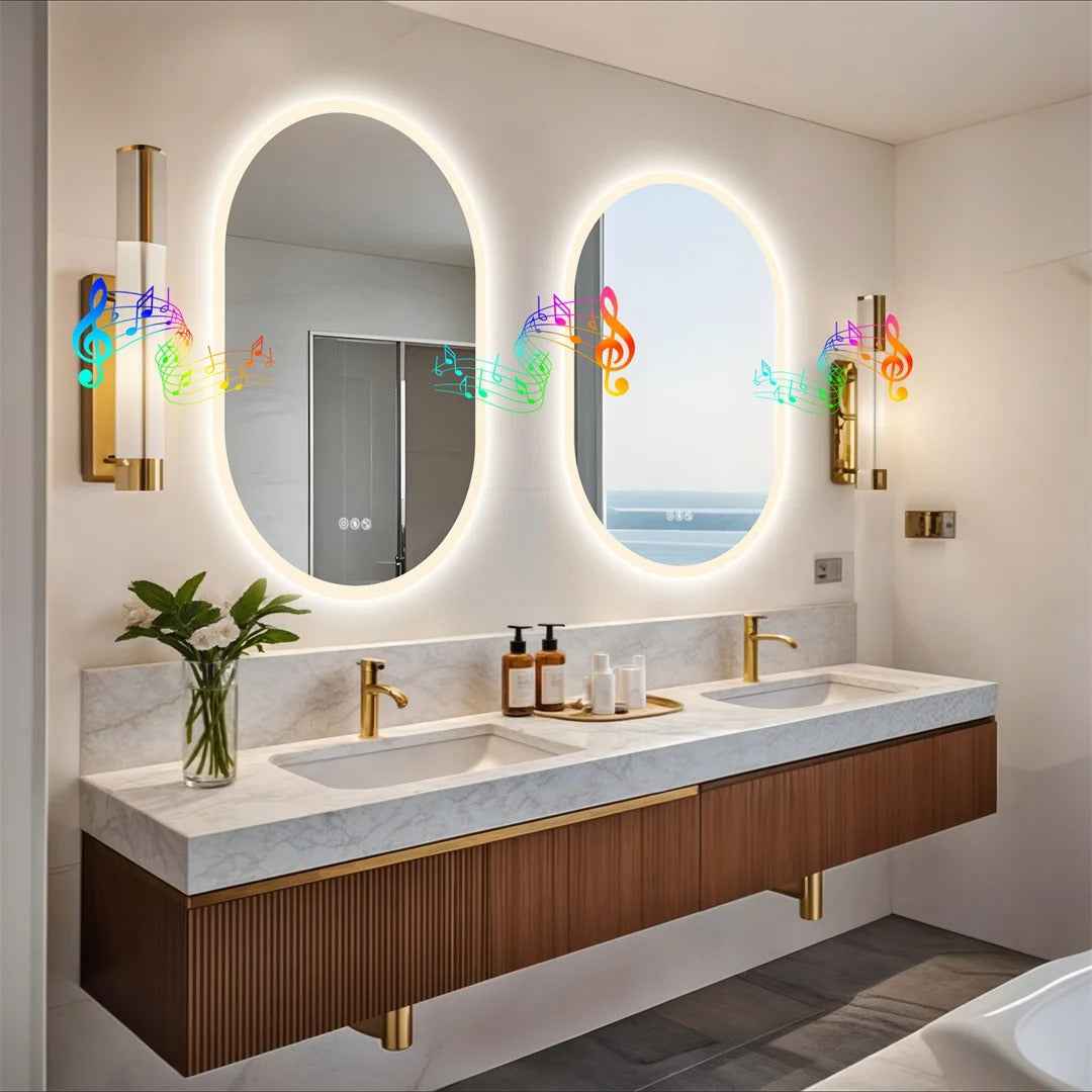 Miroir Ovale LED Salle de Bain (60x90cm) avec Bluetooth et Anti-Buée