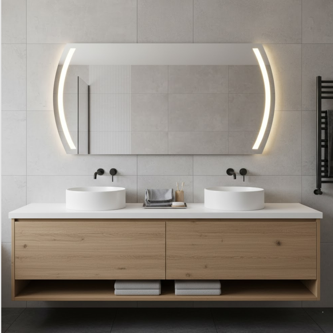 Miroir ovale LED Saint Gobain, 120x70 cm.