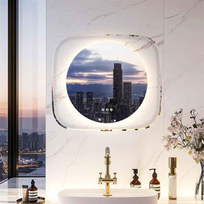 Miroir Salle de Bain LED Rétroéclairé Design (80x70cm) - Miroir Rond 60cm