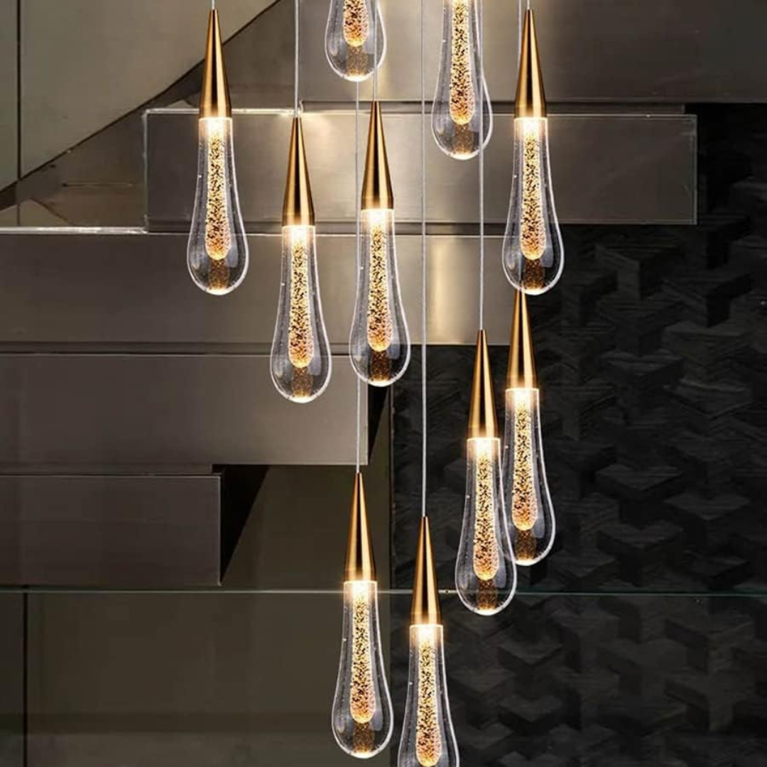 Grand Lustre 13 Tea Drop en verre cristallin double hauteur