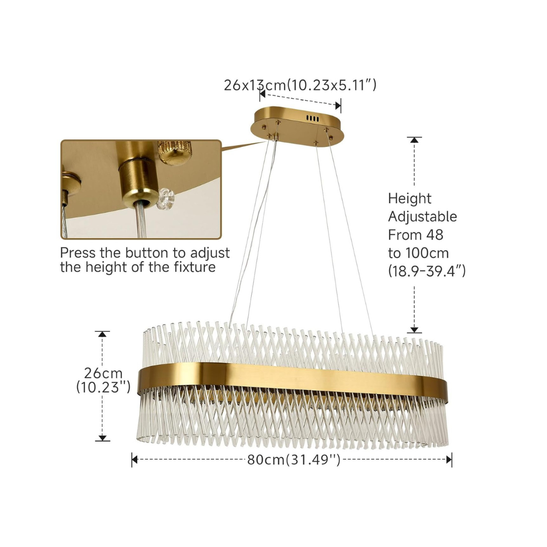 Lustre Ovale en verre cristallin au design moderne contemporain