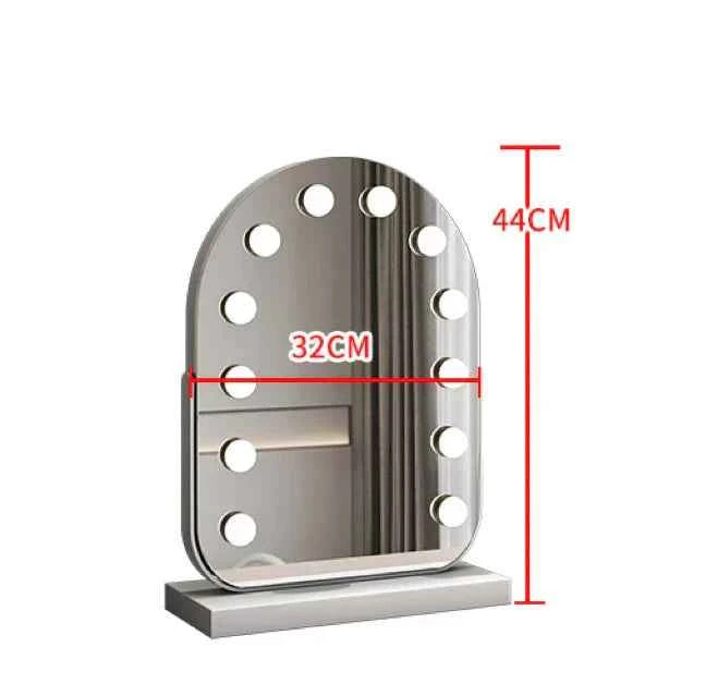 Arched LED Makeup Mirror with Touch Dimming & 10x Magnification, Hollywood Mirror