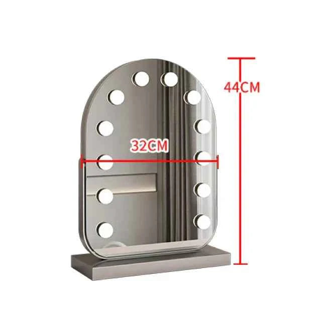 Arched LED Makeup Mirror with Touch Dimming & 10x Magnification, Hollywood Mirror