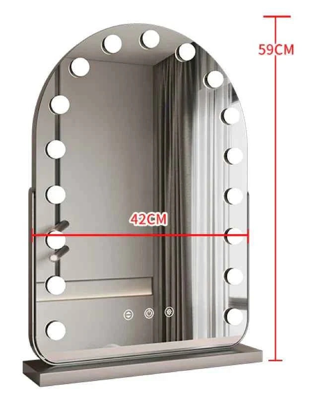 Arched LED Makeup Mirror with Touch Dimming & 10x Magnification, Hollywood Mirror